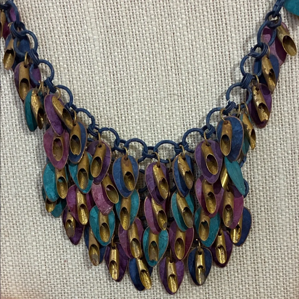 Multicolor vintage metal Statement Necklace